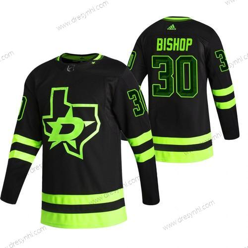 Adidas Dallas Stars #30 Ben Bishop Černá 2020-21 Obrácený Retro Náhradní NHL dres – Pánské