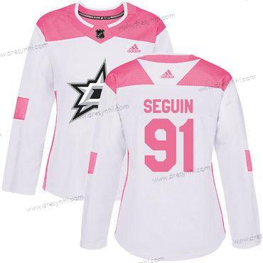 Adidas Dallas Stars #91 Tyler Seguin Bílý Růžový Autentické Sešitý NHL dres – Dámské