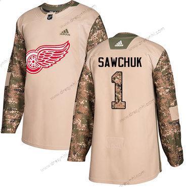 Adidas Detroit Red Wings #1 Terry SaWCHuk Camo Autentické 2017 Veterans Day Sešitý NHL dres – Pánské