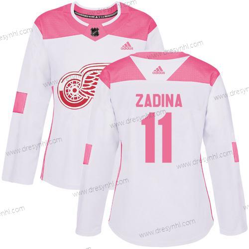 Adidas Detroit Red Wings #11 Filip Zadina Autentické Bílý Růžový dres – Dámské