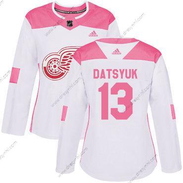 Adidas Detroit Red Wings #13 Pavel Datsyuk Bílý Růžový Autentické Sešitý NHL dres – Dámské