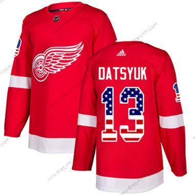 Adidas Detroit Red Wings #13 Pavel Datsyuk Červené Domácí dres Autentické USA Flag Sešitý NHL dres – Juniorské