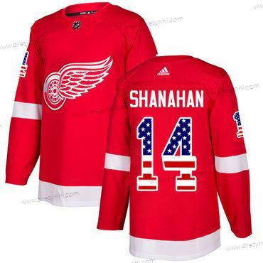 Adidas Detroit Red Wings #14 Brendan Shanahan Červené Domácí dres Autentické USA Flag Sešitý NHL dres – Pánské