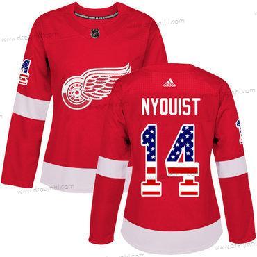 Adidas Detroit Red Wings #14 Gustav Nyquist Červené Domácí dres Autentické USA Flag Sešitý NHL dres – Dámské