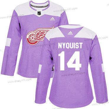 Adidas Detroit Red Wings #14 Gustav Nyquist Nachový Autentické Bojuje proti rakovině Sešitý NHL dres – Dámské