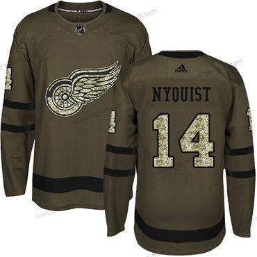 Adidas Detroit Red Wings #14 Gustav Nyquist Zelená Salute to Service Sešitý NHL dres – Juniorské