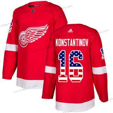 Adidas Detroit Red Wings #16 Vladimir Konstantinov Červené Domácí dres Autentické USA Flag Sešitý NHL dres – Pánské