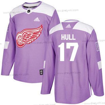 Adidas Detroit Red Wings #17 Brett Hull Nachový Autentické Bojuje proti rakovině Sešitý NHL dres – Pánské