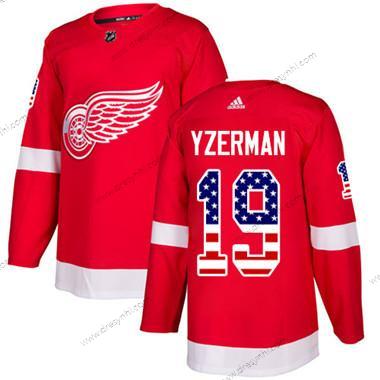 Adidas Detroit Red Wings #19 Steve Yzerman Červené Domácí dres Autentické USA Flag Sešitý NHL dres – Juniorské