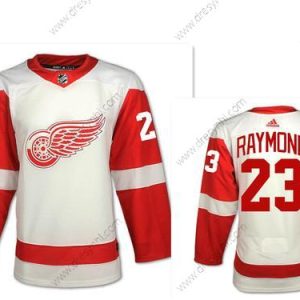 Adidas Detroit Red Wings #23 Lucas Raymond Bílý Road Autentické NHL dres – Pánské