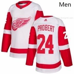 Adidas Detroit Red Wings 24 Bob Probert Autentické Bílý Hostující dres NHL dres – Pánské