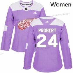 Adidas Detroit Red Wings 24 Bob Probert Autentické Nachový Bojuje proti rakovině Tréninkový NHL dres – Dámské