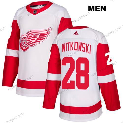 Adidas Detroit Red Wings #28 Luke Witkowski Bílý Hostující dres Autentické NHL dres – Pánské