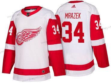 Adidas Detroit Red Wings #34 Petr Mrazek Bílý 2017-2018 Hokejový Sešitý NHL dres – Pánské