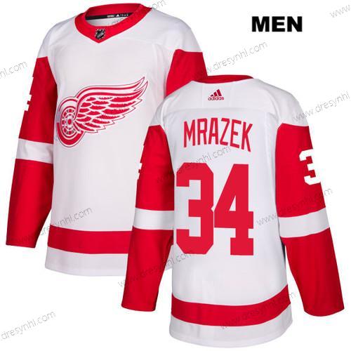 Adidas Detroit Red Wings #34 Petr Mrazek Bílý Hostující dres Autentické NHL dres – Pánské