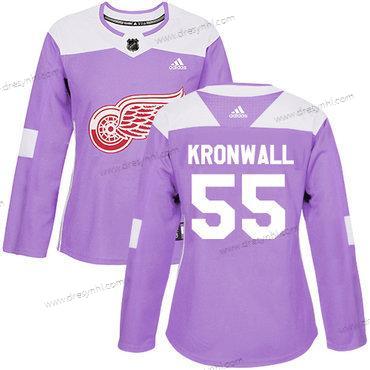 Adidas Detroit Red Wings #55 Niklas Kronwall Nachový Autentické Bojuje proti rakovině Sešitý NHL dres – Dámské