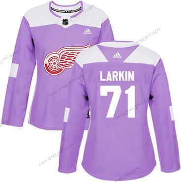 Adidas Detroit Red Wings #71 Dylan Larkin Nachový Autentické Bojuje proti rakovině Sešitý NHL dres – Dámské