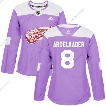 Adidas Detroit Red Wings #8 Justin Abdelkader Nachový Autentické Bojuje proti rakovině Sešitý NHL dres – Dámské