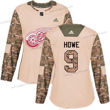 Adidas Detroit Red Wings #9 Gordie Howe Camo Autentické 2017 Veterans Day Sešitý NHL dres – Dámské