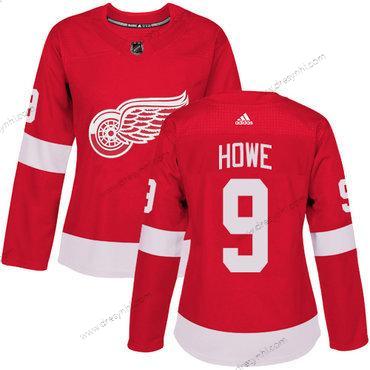 Adidas Detroit Red Wings #9 Gordie Howe Červené Domácí dres Autentické Sešitý NHL dres – Dámské