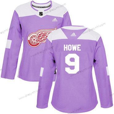 Adidas Detroit Red Wings #9 Gordie Howe Nachový Autentické Bojuje proti rakovině Sešitý NHL dres – Dámské