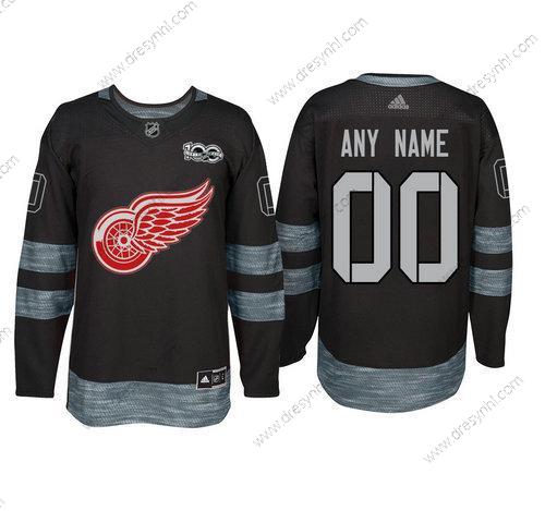 Adidas Detroit Red Wings Personalizované Černá 1917-2017 100th Výročí Sešitý NHL dres