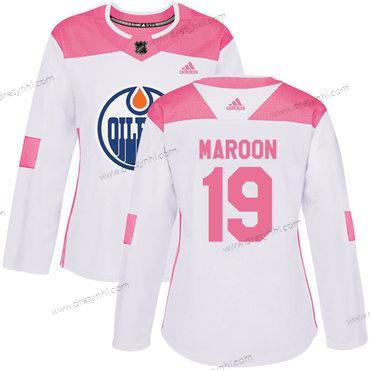 Adidas Edmonton Oilers #19 Patrick Maroon Bílý Růžový Autentické Sešitý NHL dres – Dámské