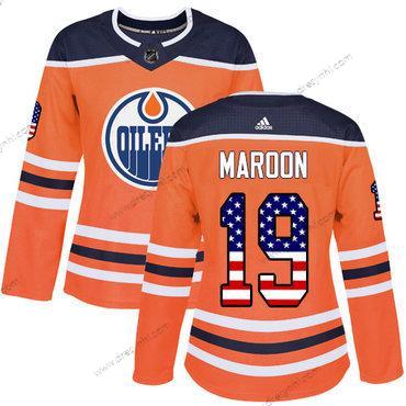 Adidas Edmonton Oilers #19 Patrick Maroon Oranžová Domácí dres Autentické USA Flag Sešitý NHL dres – Dámské