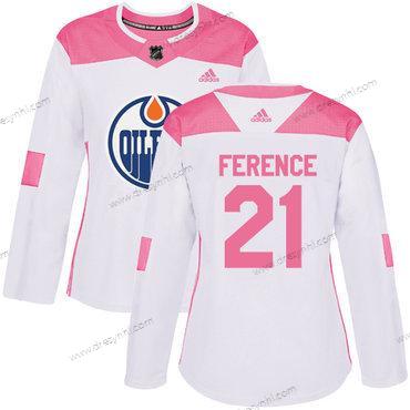 Adidas Edmonton Oilers #21 Andrew Ference Bílý Růžový Autentické Sešitý NHL dres – Dámské