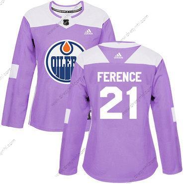 Adidas Edmonton Oilers #21 Andrew Ference Nachový Autentické Bojuje proti rakovině Sešitý NHL dres – Dámské