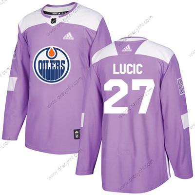 Adidas Edmonton Oilers #27 Milan Lucic Nachový Autentické Bojuje proti rakovině Sešitý NHL dres – Juniorské