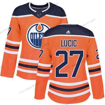 Adidas Edmonton Oilers #27 Milan Lucic Oranžová Domácí dres Autentické Sešitý NHL dres – Dámské