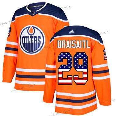 Adidas Edmonton Oilers #29 Leon Draisaitl Oranžová Domácí dres Autentické USA Flag Sešitý NHL dres – Juniorské