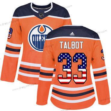 Adidas Edmonton Oilers #33 Cam Talbot Oranžová Domácí dres Autentické USA Flag Sešitý NHL dres – Dámské