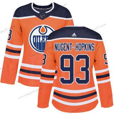 Adidas Edmonton Oilers #93 Ryan Nugent-Hopkins Oranžová Domácí dres Autentické Sešitý NHL dres – Dámské