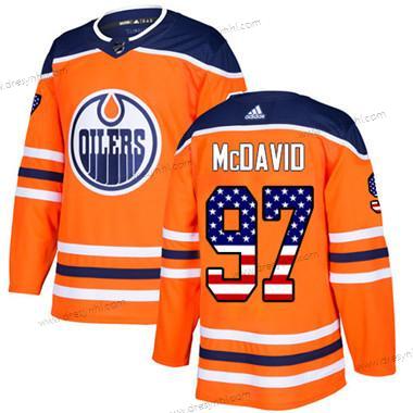 Adidas Edmonton Oilers #97 Connor Mcdavid Oranžová Domácí dres Autentické USA Flag Sešitý NHL dres – Juniorské