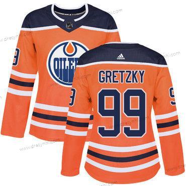 Adidas Edmonton Oilers #99 Wayne Gretzky Oranžová Domácí dres Autentické Sešitý NHL dres – Dámské