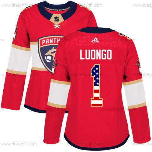 Adidas Florida Panthers #1 Roberto Luongo Červené Domácí dres Autentické USA Flag Sešitý NHL dres – Dámské