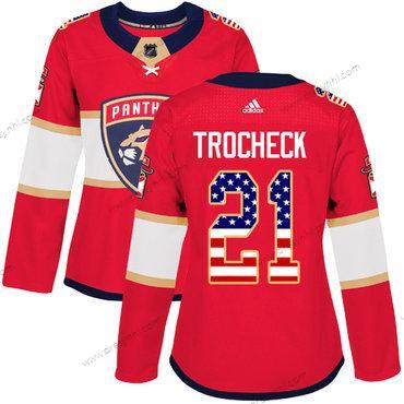 Adidas Florida Panthers #21 Vincent Trocheck Červené Domácí dres Autentické USA Flag Sešitý NHL dres – Dámské