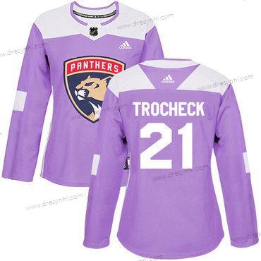 Adidas Florida Panthers #21 Vincent Trocheck Nachový Autentické Bojuje proti rakovině Sešitý NHL dres – Dámské