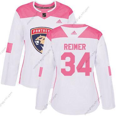 Adidas Florida Panthers #34 James Reimer Bílý Růžový Autentické Sešitý NHL dres – Dámské