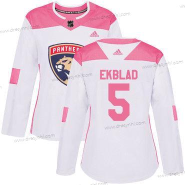 Adidas Florida Panthers #5 Aaron Ekblad Bílý Růžový Autentické Sešitý NHL dres – Dámské