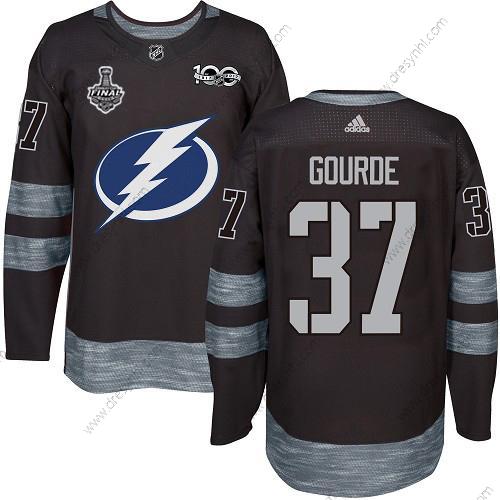 Adidas Lightning #37 Yanni Gourde Černá 1917-2017 100th Výročí 2020 Stanley Cup Final Sešitý NHL dres – Pánské