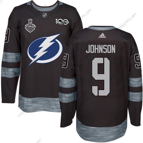 Adidas Lightning #9 Tyler Johnson Černá 1917-2017 100th Výročí 2020 Stanley Cup Final Sešitý NHL dres – Pánské