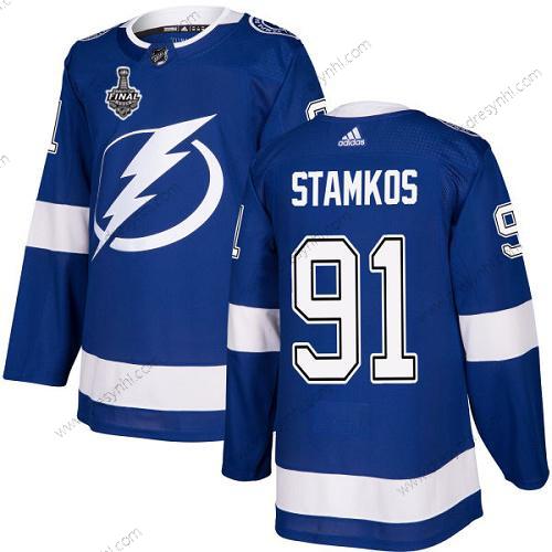 Adidas Lightning #91 Steven Stamkos Modrý Domácí dres Autentické 2020 Stanley Cup Final Sešitý NHL dres – Pánské