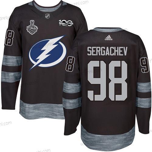 Adidas Lightning #98 Mikhail Sergachev Černá 1917-2017 100th Výročí 2020 Stanley Cup Final Sešitý NHL dres – Pánské