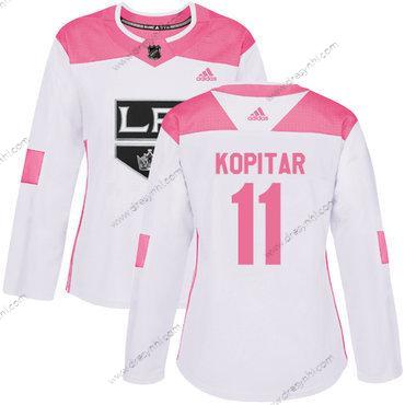 Adidas Los Angeles Kings #11 Anze Kopitar Bílý Růžový Autentické Sešitý NHL dres – Dámské