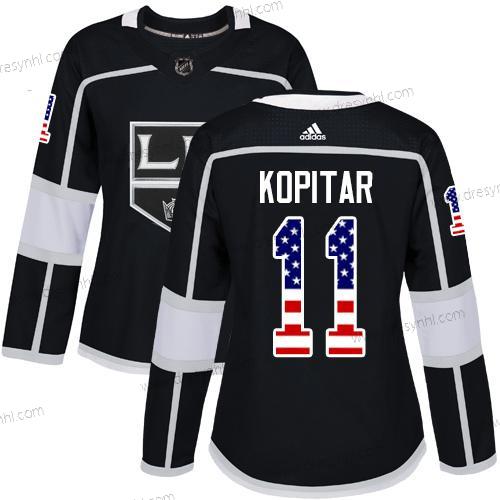 Adidas Los Angeles Kings #11 Anze Kopitar Černá Domácí dres Autentické USA Flag Sešitý NHL dres – Dámské