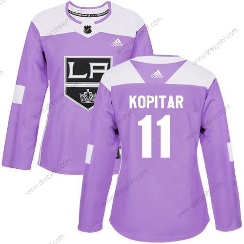 Adidas Los Angeles Kings #11 Anze Kopitar Nachový Autentické Bojuje proti rakovině Sešitý NHL dres – Dámské