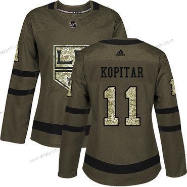 Adidas Los Angeles Kings #11 Anze Kopitar Zelená Salute to Service Sešitý NHL dres – Dámské